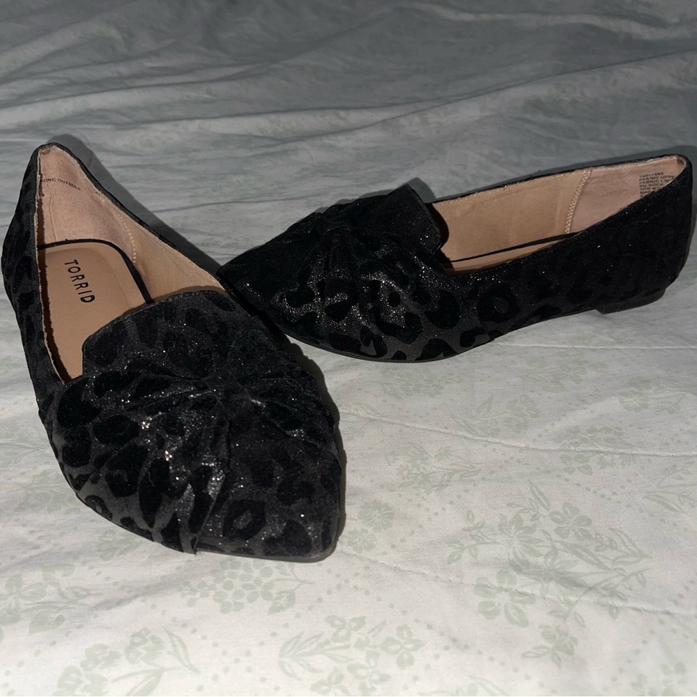 Torrid Black Cheetah Print Flats Sz 8.5W